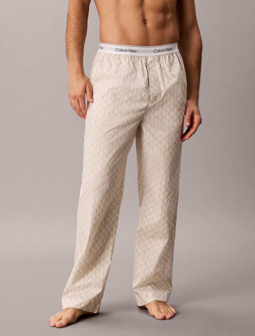 Cotton Poplin Sleep Pants, 21690 Dual Emblem+Tofu, hi-res