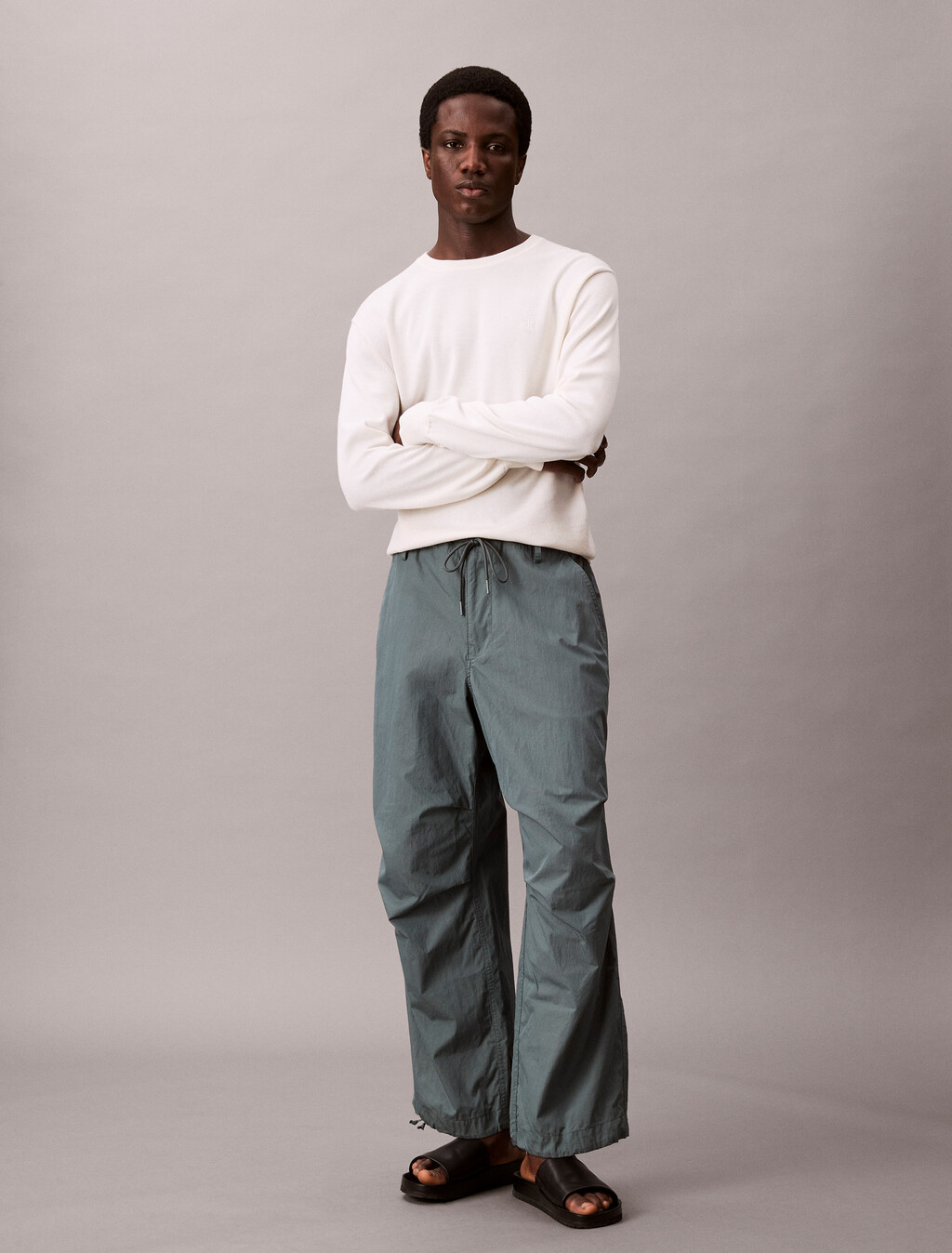 Cotton Nylon Drawstring Parachute Pant, Seaside Aqua, hi-res