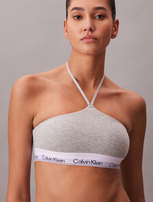 Lightly Lined Halter Bralette - Icon Cotton Modal, Grey Heather, hi-res