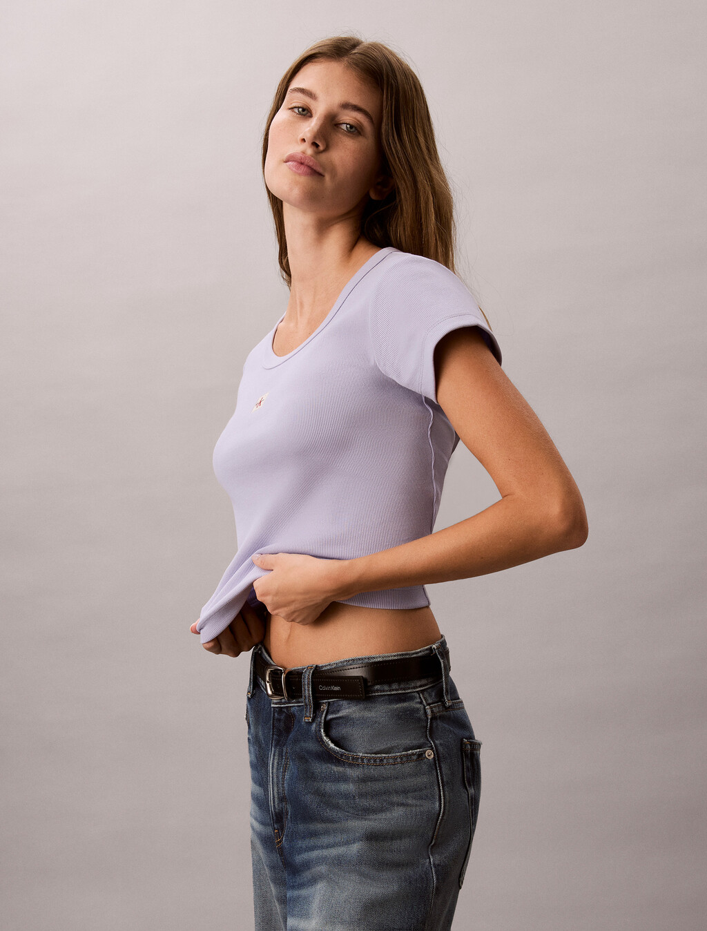 Cotton Stretch Rib Baby Tee, Cosmic Sky, hi-res