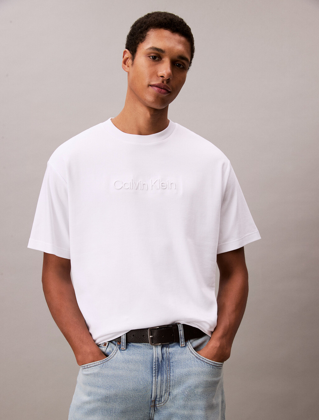 Calvin Klein Logo Tee, Bright White, hi-res