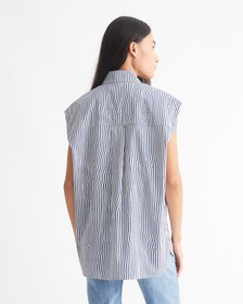 CK KHAKIS STRIPE SLEEVELESS SHIRT, Crayon Blue, hi-res