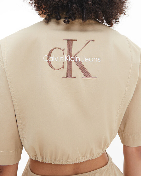 Cotton Twill Cut Out Shirt Dress