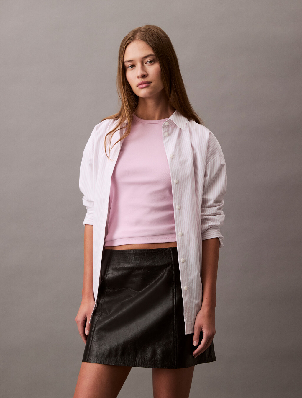 Leather Mini Skirt, Black, hi-res