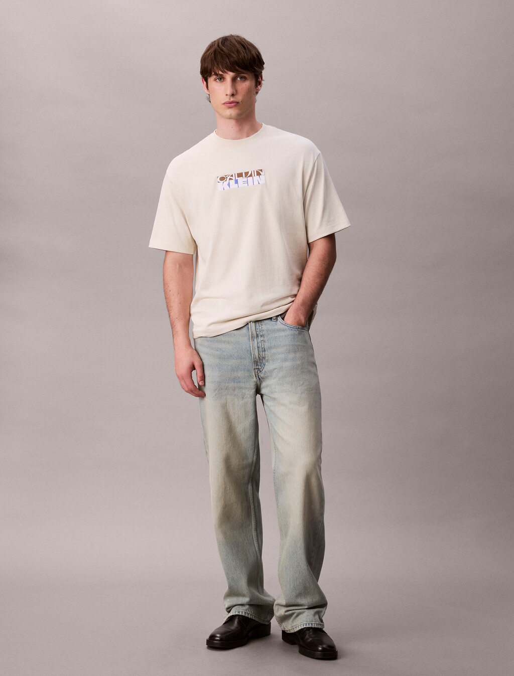 Block Logo Graphic Relaxed T-Shirt, Bone White, hi-res