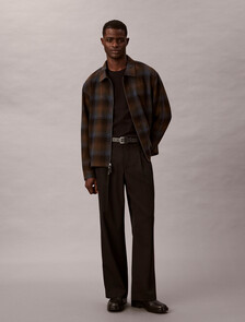 Yarn-Dyed Wool Blend Flannel Zip Jacket, Thrush, hi-res