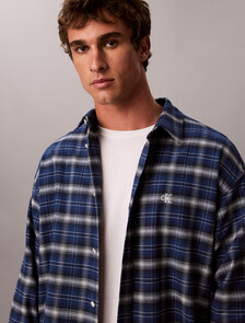 Oversized Plaid Shirt, Estate Blue, hi-res