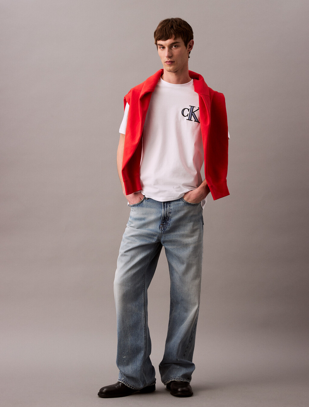 Varsity CK Badge Crewneck Tee, Brilliant White, hi-res