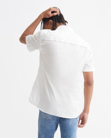 LOGO PIPING RELAXED SHIRT, Bright White, hi-res