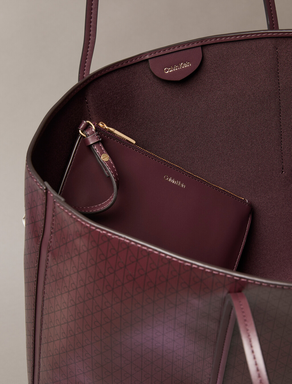 Allover Monogram Logo Tote Bag with Pouch, FUDGE AOP, hi-res