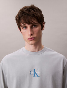 Monogram Logo Washed Relaxed Tee, Quarry, hi-res