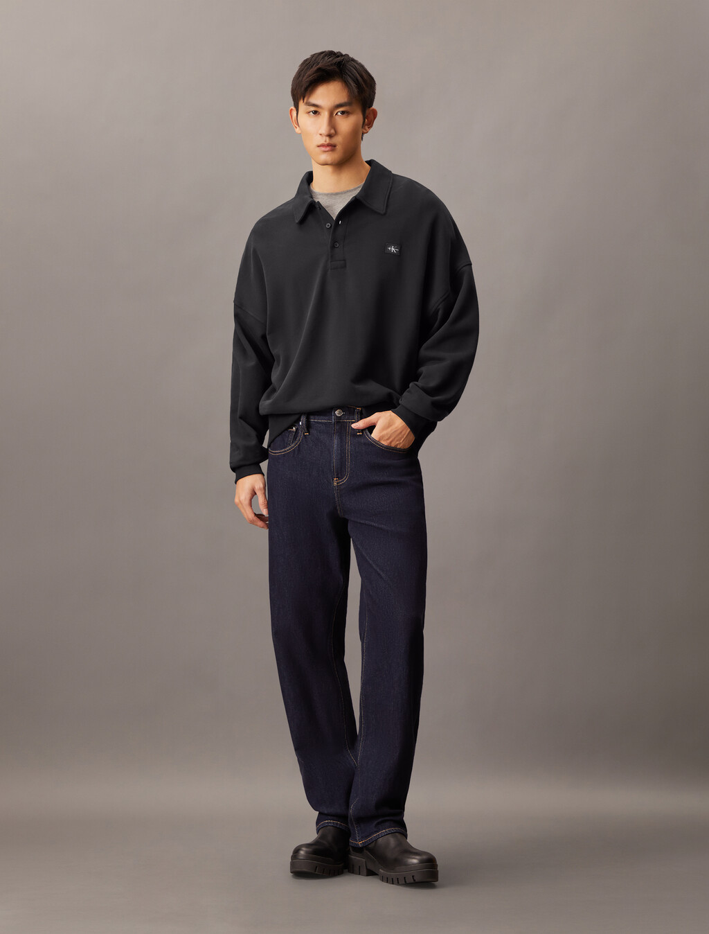 Relaxed Rugby Shirt, Ck Black, hi-res