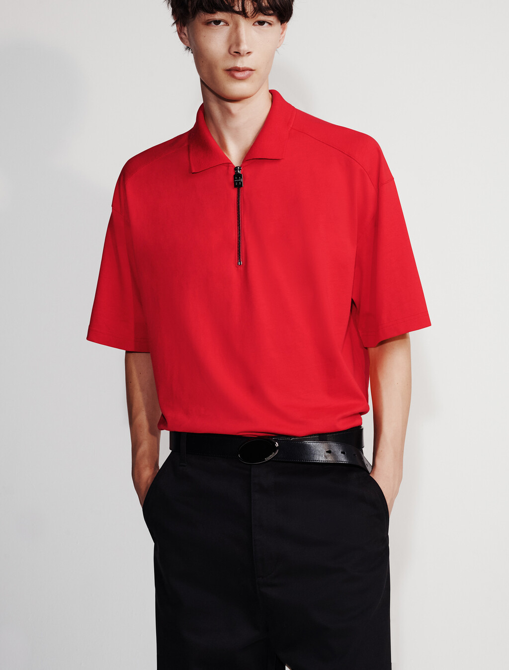 1/4 Zip Polo, Pantone Red, hi-res