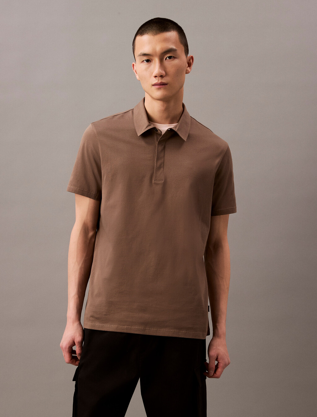 Double Mercerized Cotton Short Sleeve Polo, Chocolate Chip, hi-res