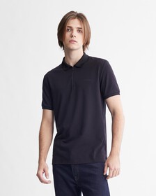 Tech Zip Polo Shirt, Black Beauty, hi-res