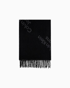 All Over Print Wool Scarf, BLACK, hi-res
