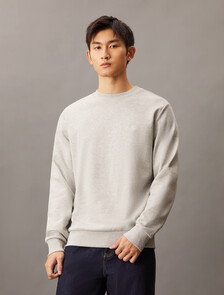 Back Monogram Print Sweatshirt, Light Grey Heather, hi-res