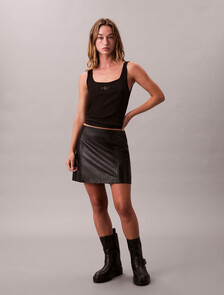 Monogram Scoop Neck Rib Knit Tank Top, Black, hi-res