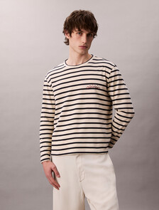 Compact Rib Stripe Easy Tee, Bone White, hi-res