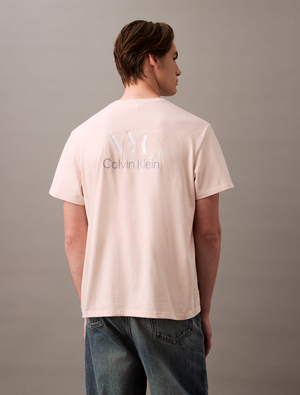 Embroidered NYC Back Tee, Silver Peony, hi-res