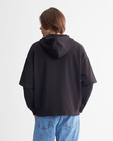Layered Organic Cotton Hoodie, Ck Black, hi-res