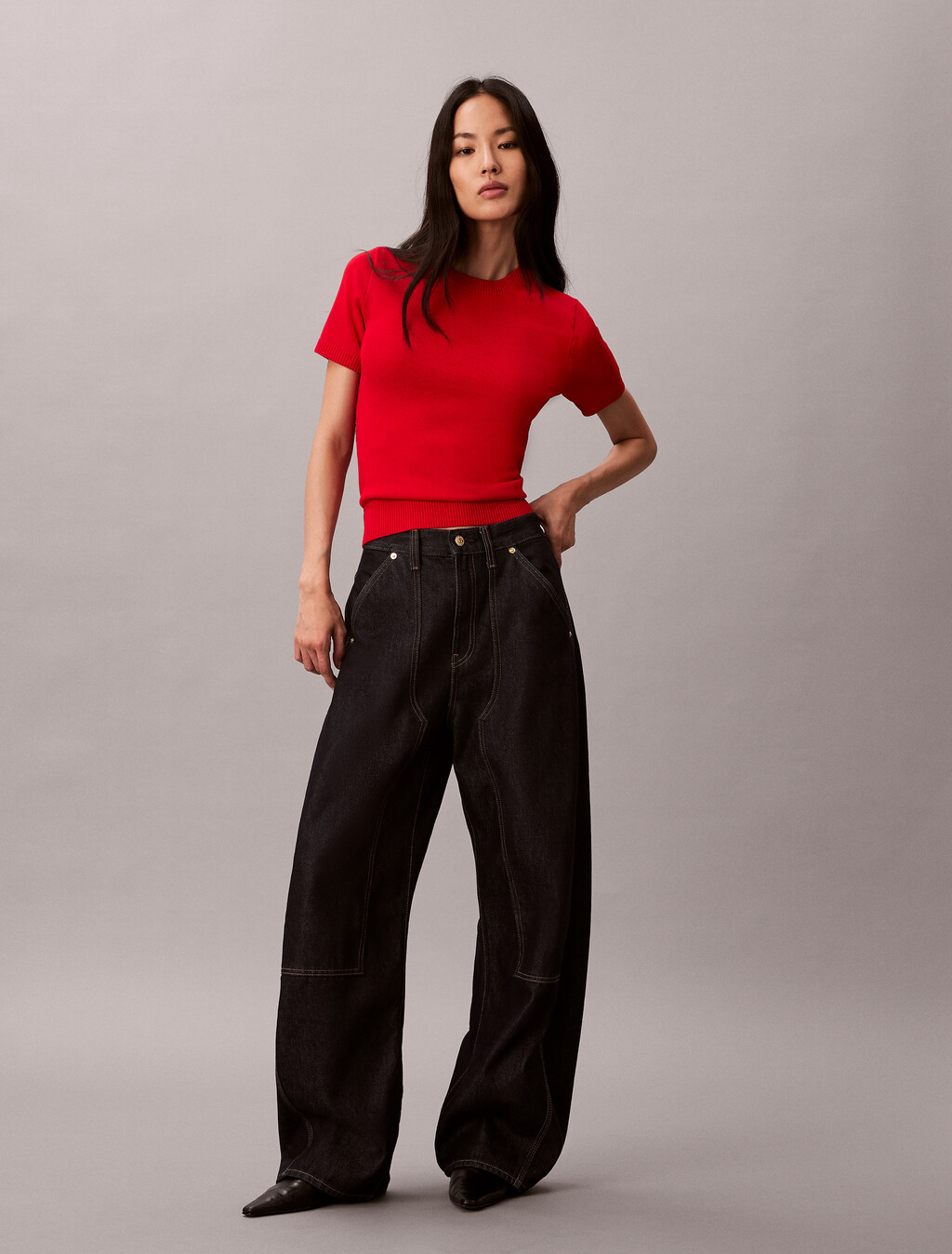 Lunar New Year Knit Top, Pantone Red, hi-res