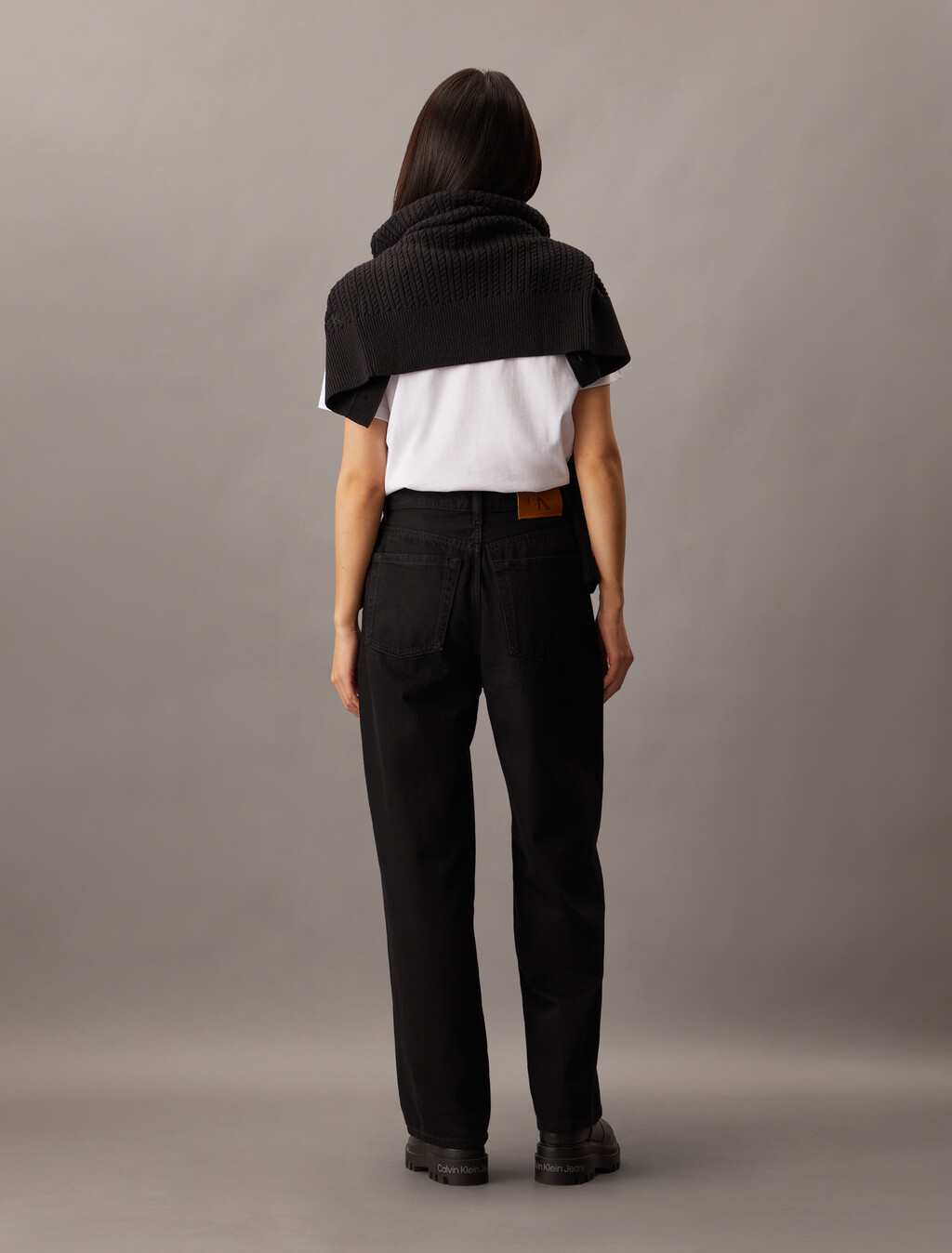 Black Relaxed Tailored Jeans, SOFT BLACK, hi-res