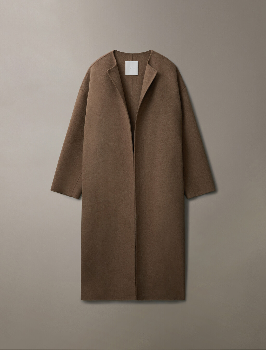 Cashmere Wool Blend Collarless Wrap Coat, Spiced Plum Melange, hi-res