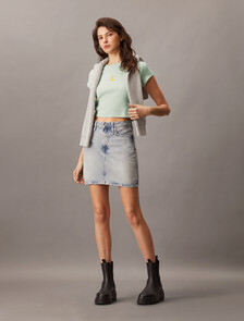 Slim Cropped Monogram T-shirt, Sprout Green, hi-res