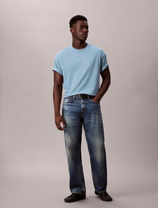 Calvin Logo Crew Neck Tee, Smoke Blue, hi-res