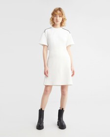 Feminine Cut-Out Back T-Shirt Dress, Bright White, hi-res