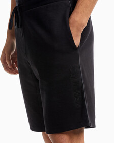 ATHLEISURE TWILL INTERLOCK PIPED SWEAT SHORTS, BLACK BEAUTY 00, hi-res