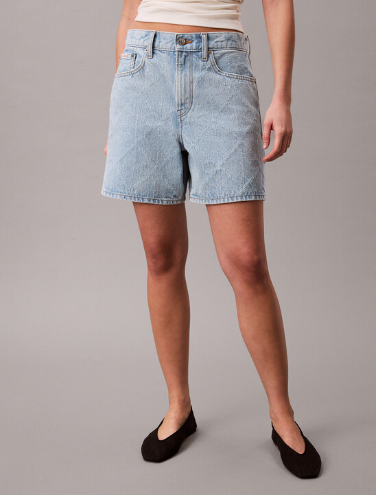 90s Straight Needle punch Denim Short