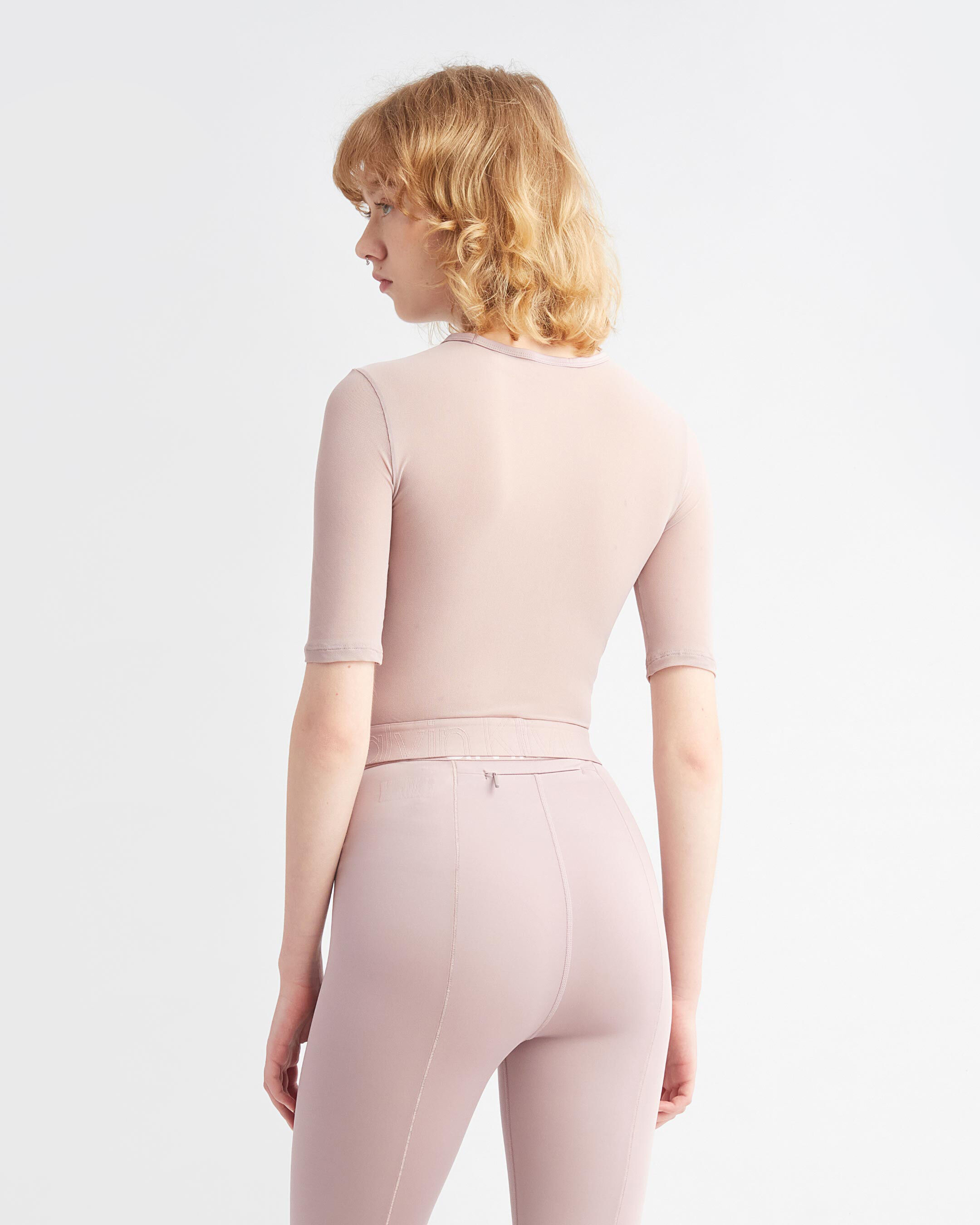 Calvin klein long sleeve crop top and shorts set best sale