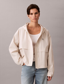Relaxed Hooded Tech Jacket, Chalk, hi-res