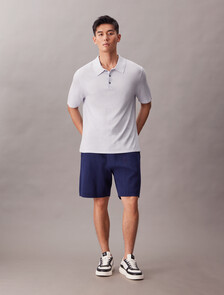 Linen Blend Classic Sweater Polo Shirt, Gray Dawn, hi-res