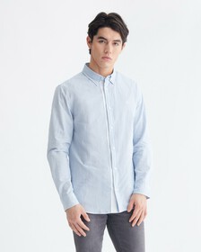 SLIM SEERSUCKER SHIRT, Tarps Blue, hi-res
