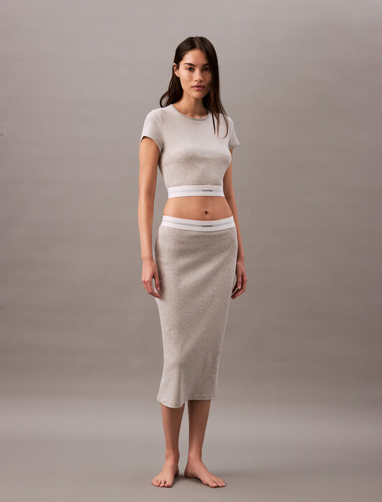Cotton Stretch Rib Knit Skirt