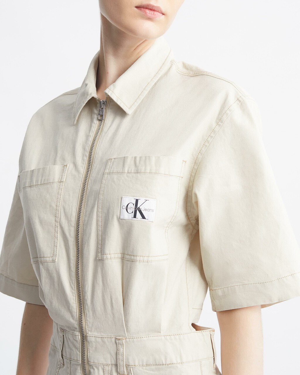 Utility Back Cut Out Jumpsuit, EGGSHELL, hi-res
