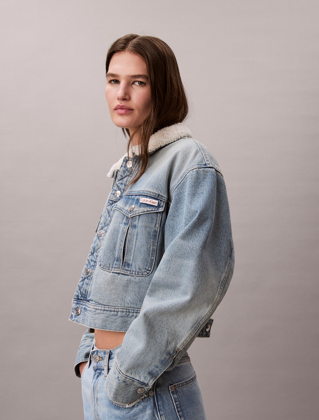 Sherpa Denim Jacket, BLUE NEWTON, hi-res
