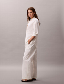 Cotton Relaxed Pants, Blanc De Blanc, hi-res