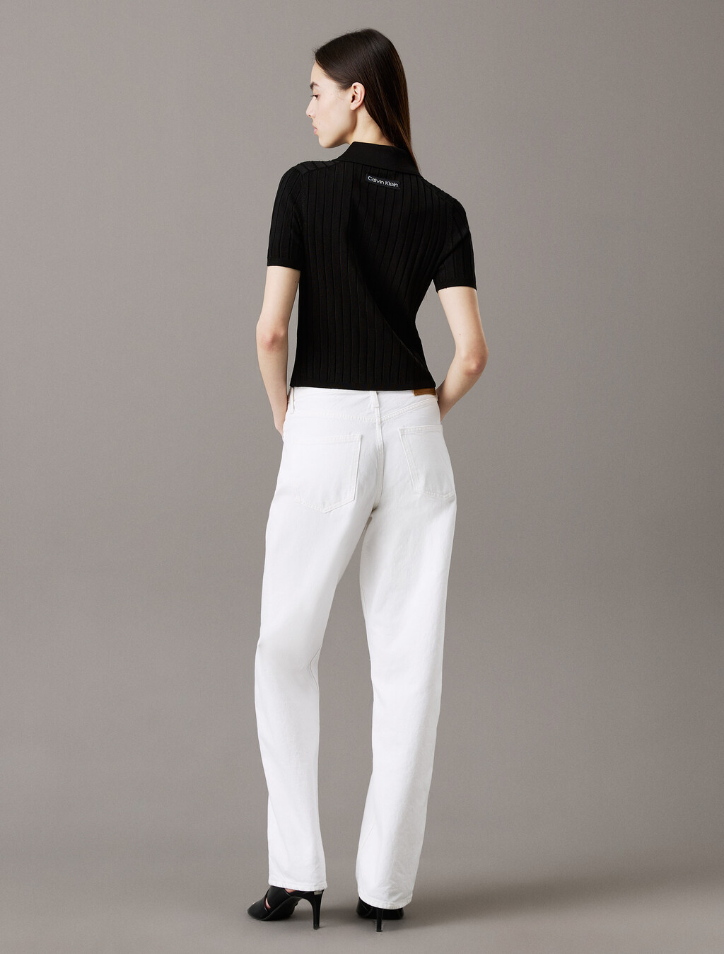 Silky Cropped Baby Polo Shirt, Black, hi-res