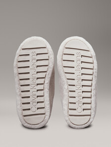 Faux Fur Slippers, Triple Eggshell, hi-res