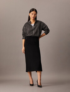 Brushed Wool Pencil Skirt, Black, hi-res