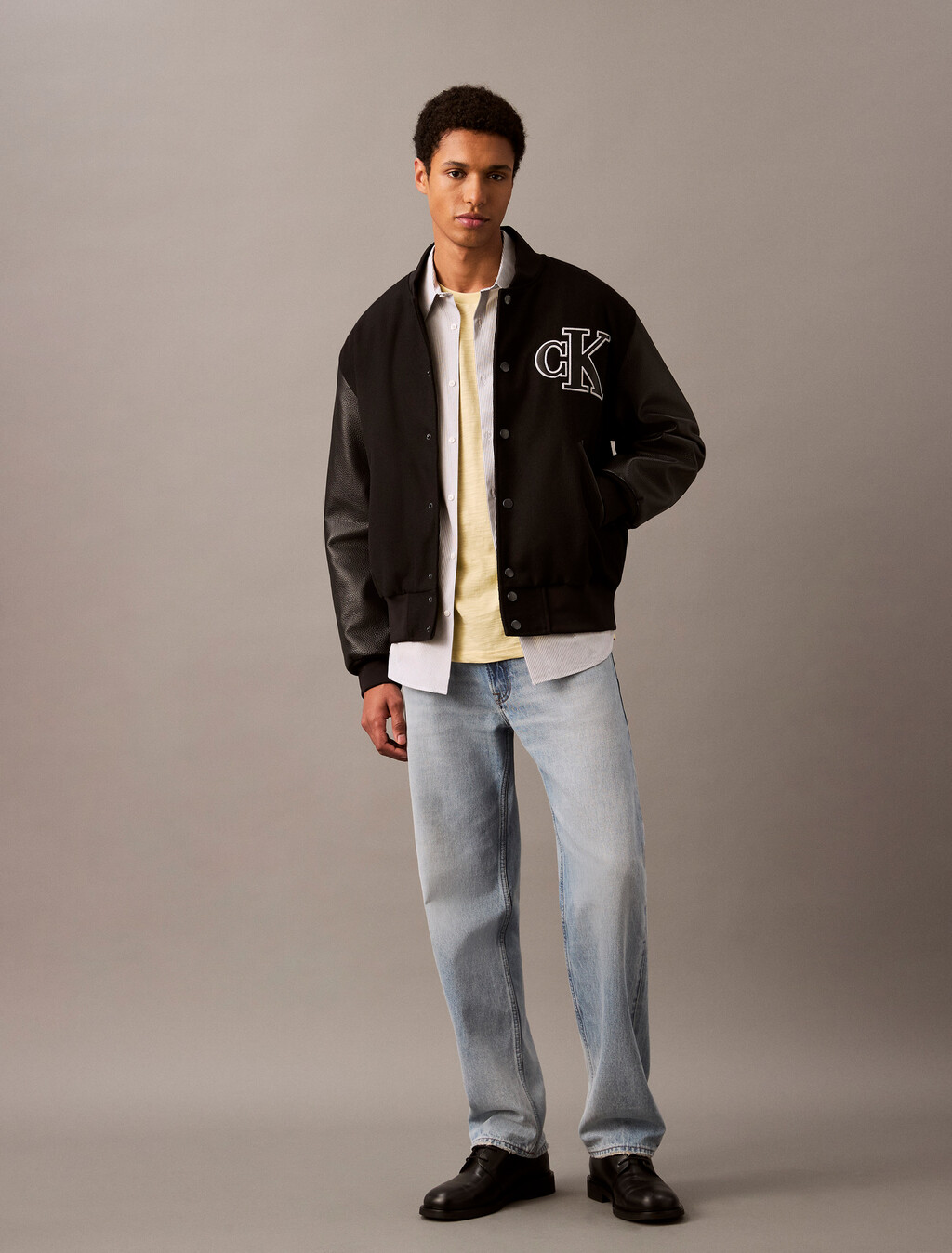 Varsity Bomber Jacket, Black, hi-res