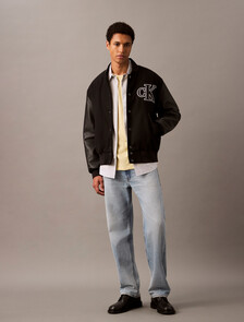 Varsity Bomber Jacket, Black, hi-res