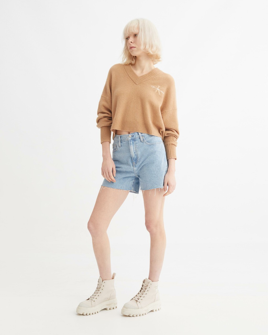 ARCHIVE NETURALS V NECK PULLOVER SWEATER, Travertine, hi-res