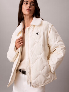 Quilted Down Jacket, Ivory, hi-res