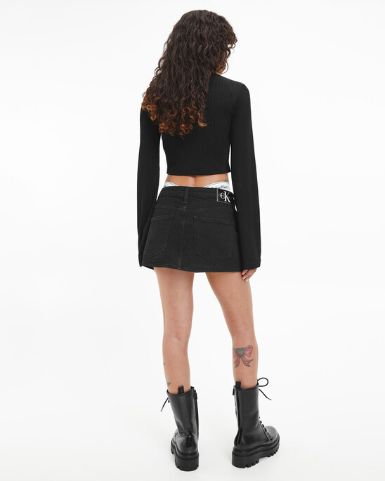 Shiny Rib Long Sleeve Top