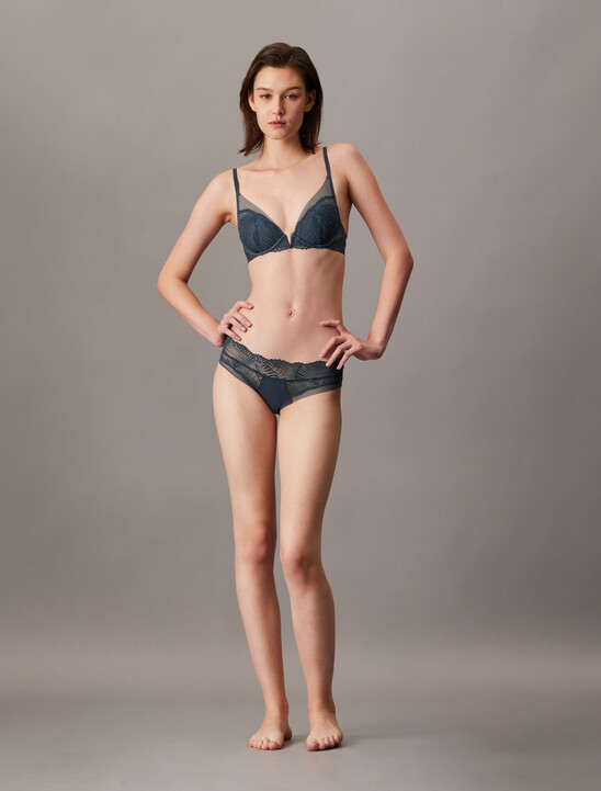 CK Black Geo Lace Lightly Lined Plunge Bra